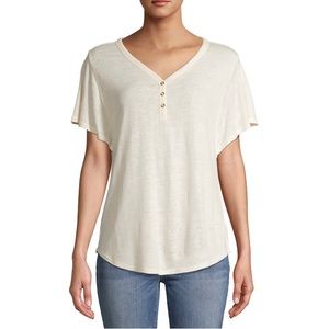 Time and Tru V-neck Henley Tee with Button Neckline Short Sleeve XXXL Size 22